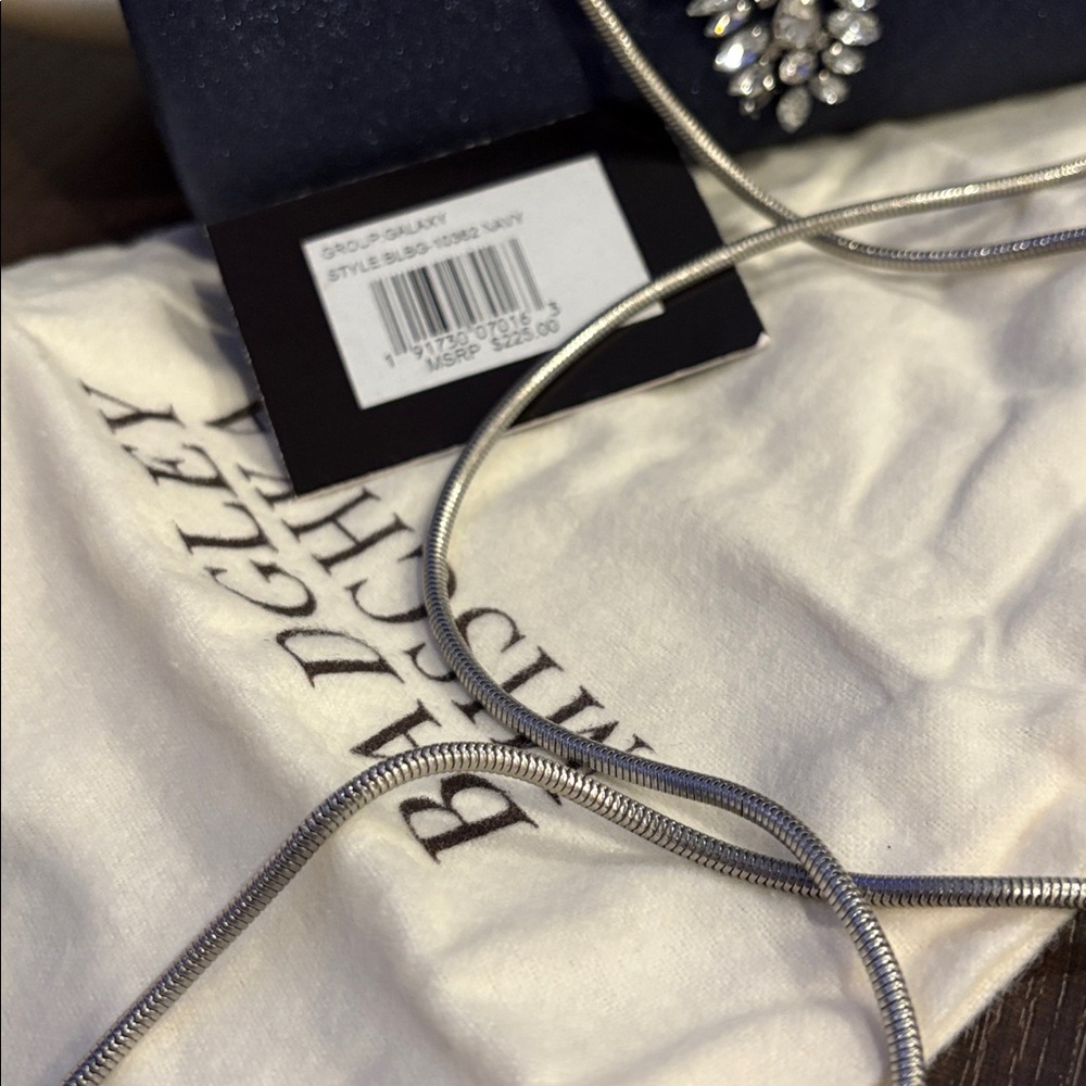 Badgley Mischka Navy Crystal-Embellished Evening Clutch - Picture 4 of 6